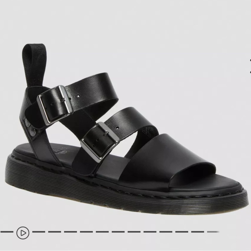 Dr Martin - Gryphon Brando Gladiator - Size 8 - Black Leather Sandals